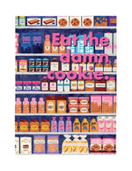 Affiche poster gourmand eat the damn cookie rayon de biscuits aquarelle et texte rose format moyen marque All The Ways To Say.