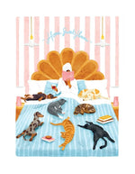 Affiche poster life without humans femme au lit avec chiens et chats aquarelle format medium marque All The Ways To Say