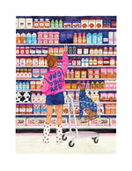 Affiche poster sugar market supermarche biscuits et chien dans le chariot aquarelle format small marque All The Ways To Say