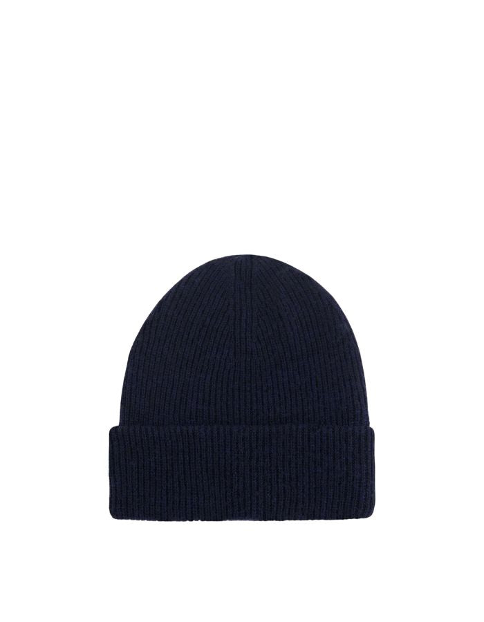 Bonnet homme en laine merinos bleu marine hartford sans coutures seamless revers