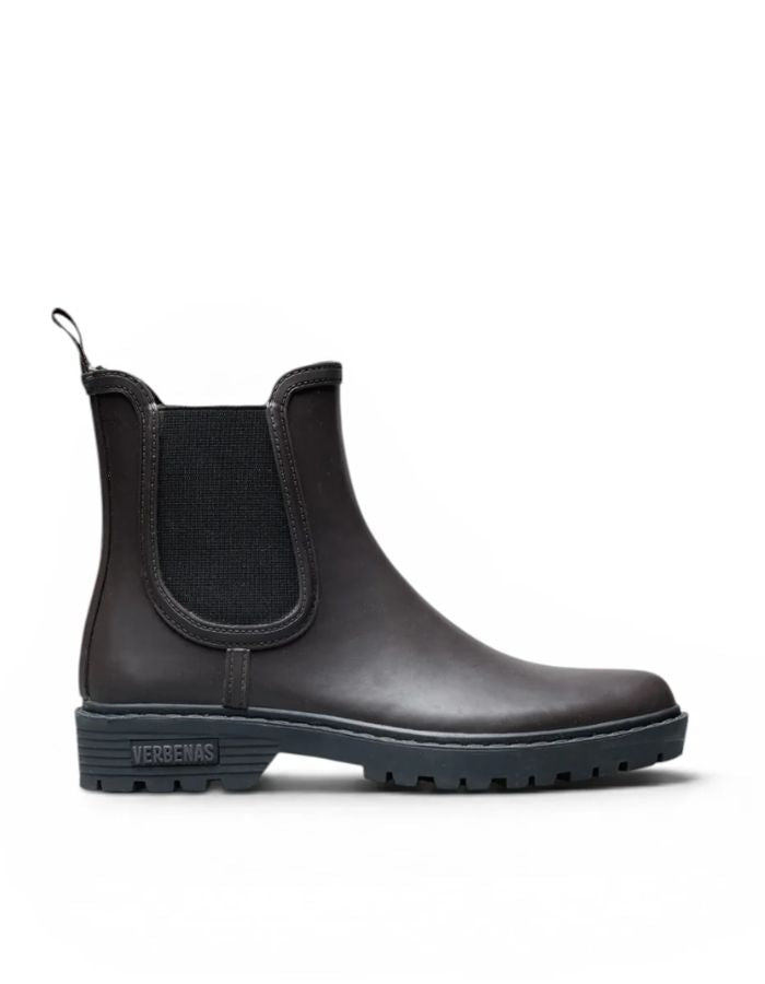 Bottes de pluie Chelsea marron en caoutchouc naturel avec doublure textile, élastique latéral noir et semelle crantée