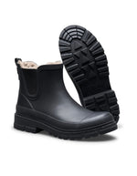 Semelles des Bottines de pluie chelsea lua fur smooth verbenas total black noir fourrées caoutchouc naturel