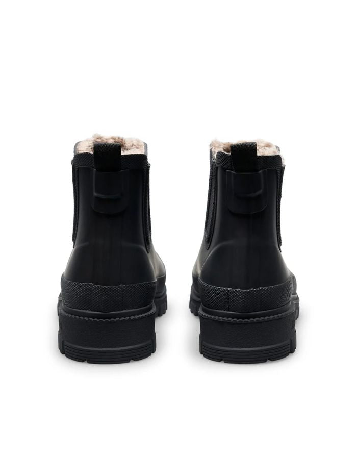 Talons des Bottines de pluie chelsea lua fur smooth verbenas total black noir fourrées caoutchouc naturel