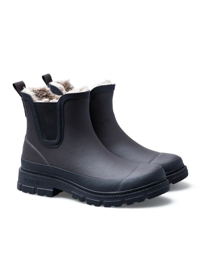 Profil des Bottines de pluie chelsea lua fur smooth verbenas marron noir fourrées caoutchouc naturel