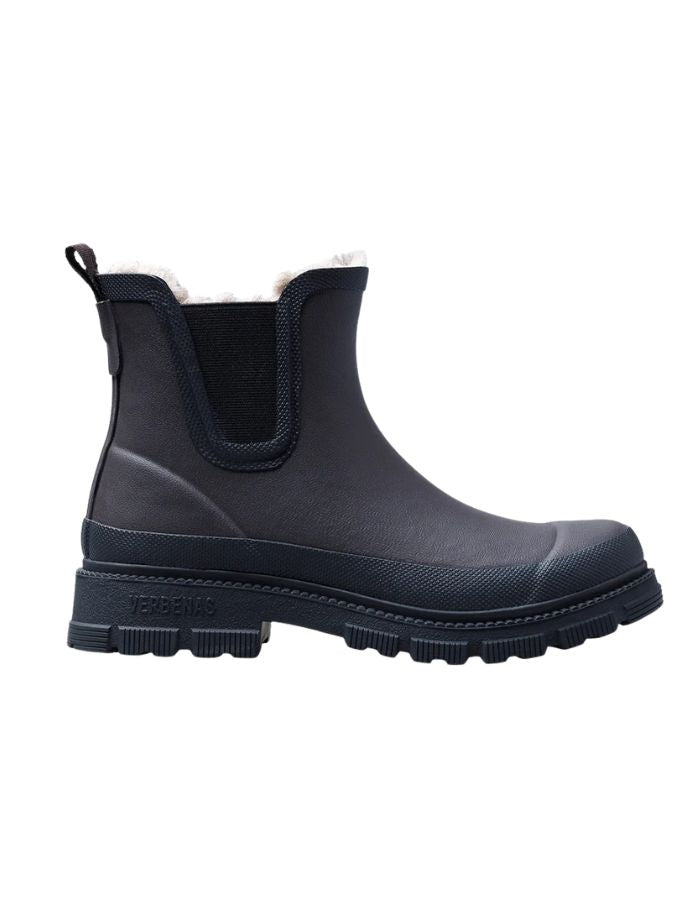 Bottines de pluie chelsea lua fur smooth verbenas marron noir fourrées caoutchouc naturel