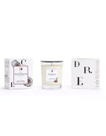 Emballage de la Bougie parfumee geodesis bois de cedre 180g verre transparent fabriquee en bretagne