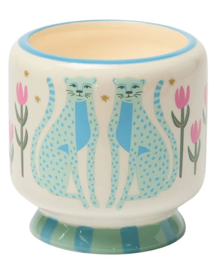Bougie parfumee paddywax a dopo linen and orris pot ceramique peint a la main