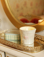 Ambiance déco avec la Bougie parfumee paddywax bistro macaron pot ceramique cannelee pistache vanille lait chaud.
