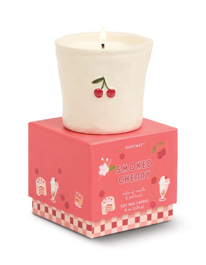 Bougie parfumee paddywax bistro smoked cherry pot ceramique cannelee cerise chocolat vanille