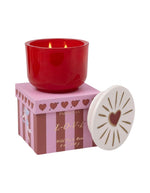 Bougie parfumee paddywax charmed wild fig and rose verre rouge couvercle ceramique coeur love
