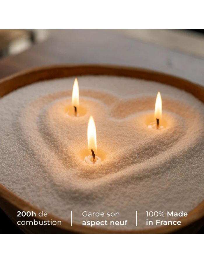 Réalisation avec le Sachet de 500g de perles de cire végétales parfumées fleur d'oranger noix de coco vanille Massage à Bali Poudrée Paris avec mèches incluses.