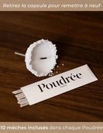 Mèche pour le Sachet de 500g de perles de cire végétales parfumées au musc blanc Poudrée Paris avec mèches incluses