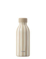 Bouteille isotherme ultra-compacte en inox recyclé couleur beige mat lin avec bouchon étanche en inox, modèle Icon Allure de la marque QWETCH.