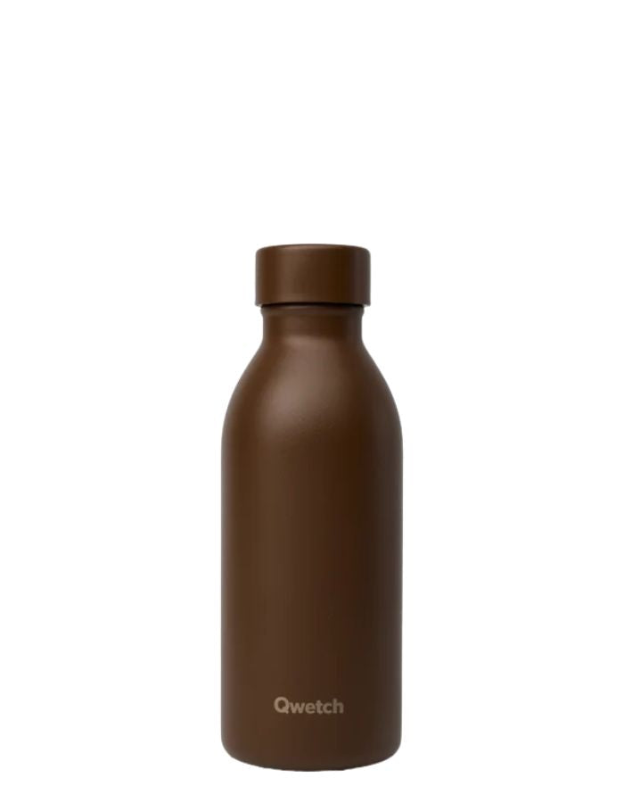 Bouteille isotherme 500ml qwetch icon matt chocolat marron en inox recycle