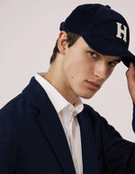 Silhouette avec la Casquette homme en velours cotele bleu marine hartford logo brode bride ajustable