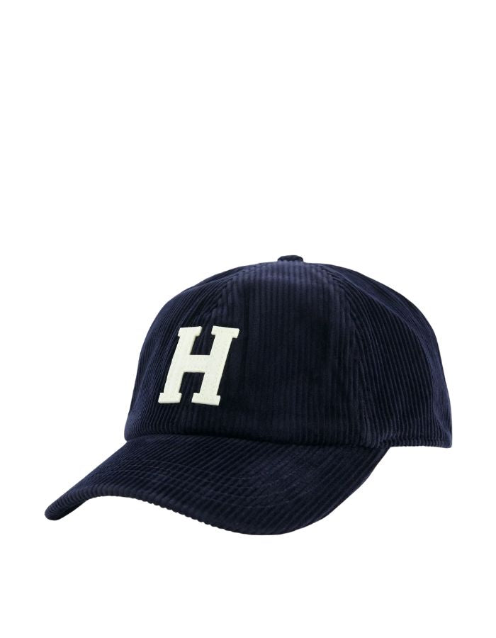 Casquette homme en velours cotele bleu marine hartford logo brode bride ajustable