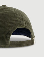 Dos de la Casquette homme en velours cotele vert olive hartford logo brode bride ajustable