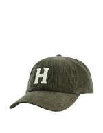 Casquette homme en velours cotele vert olive hartford logo brode bride ajustable