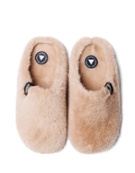 Dessus des Chaussons sabots verbenas york budapest sand sable beige fausse fourrure semelle caoutchouc