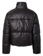 Dos de la Doudoune courte matelassée noire à col montant et fermeture zippée marque PIECES