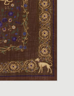 Matière de l'Echarpe bandana carree 75x75cm en laine marron hartford motif fleuri licornes