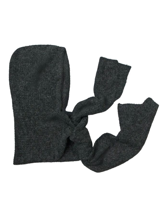 Écharpe-cagoule pour femme en maille côtelée gris foncé dark grey avec capuche intégrée, modèle Milu de la marque OBJECT.