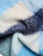 Matière de l'Echarpe longue frangee femme a carreaux bleu marine bleu azur gris argent et vert sapin bea marque PIECES
