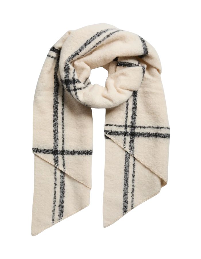 Echarpe longue pyron aop pieces imprimee gris whitecap gray et noir polyester recycle