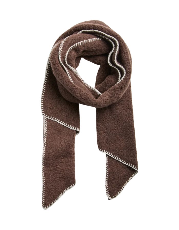 Grande echarpe longue xl marron et ecru hot fudge birch pyron long scarf pieces 50x210cm