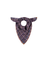 Grand foulard carré pour femme en laine fine à motif tartan écossais marron et henné avec bords frangés, modèle Édimbourg N°800 Henna de MOISMONT.
