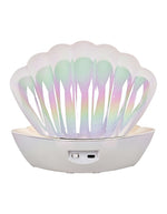 Dos de la Lampe décorative en forme de coquillage blanc brillant Coki avec paillettes scintillantes animées et éclairage LED