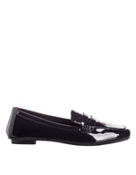 Mocassins hema vernis marine bleu brillant cuir plat reqins