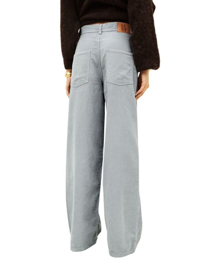 Dos du Pantalon droit velours bleu glacier zoel bash multipoches style militaire coton bio