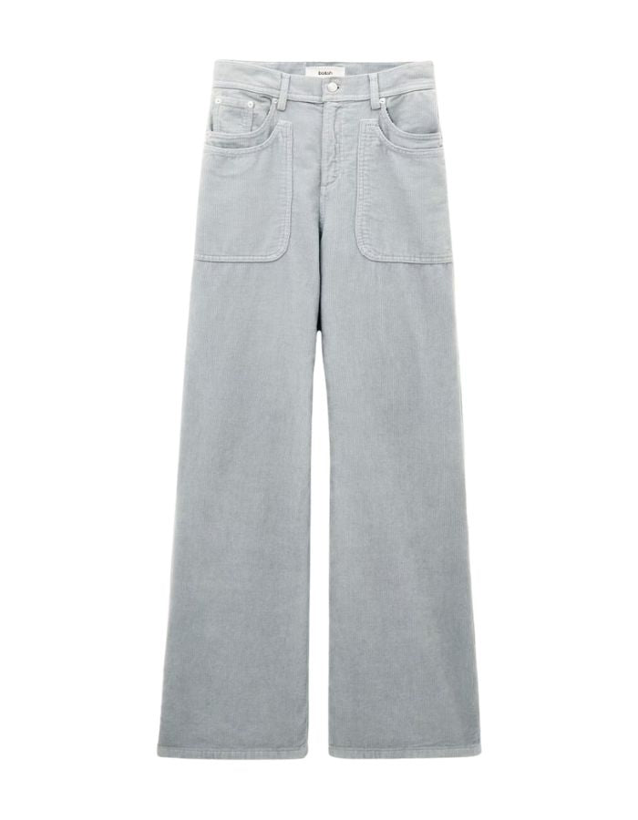 Pantalon droit velours bleu glacier zoel bash multipoches style militaire coton bio