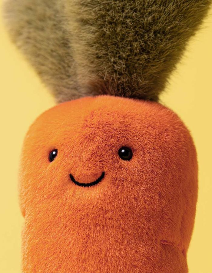 Matière de la Peluche amuseables carrot carotte orange avec fanes vertes ultra douce 28 cm jellycat