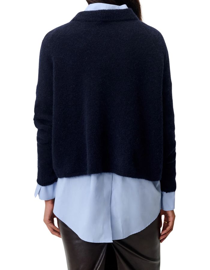 Dos du Pull ample col montant bleu marine navy sessun maille laine alpaga emmanchures basses