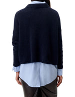 Dos du Pull ample col montant bleu marine navy sessun maille laine alpaga emmanchures basses