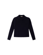 Pull ample col montant bleu marine navy sessun maille laine alpaga emmanchures basses