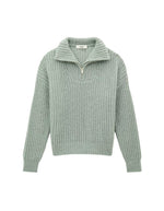 Pull beltane bleu glacier col camionneur zippe alpaga mohair bash