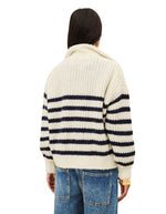 Dos du Pull beltane ecru rayures marine col camionneur ziill alpaga mohair bash