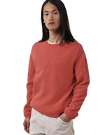 Pull homme col rond laine vierge shetland corail crew hartford fabrique en italie