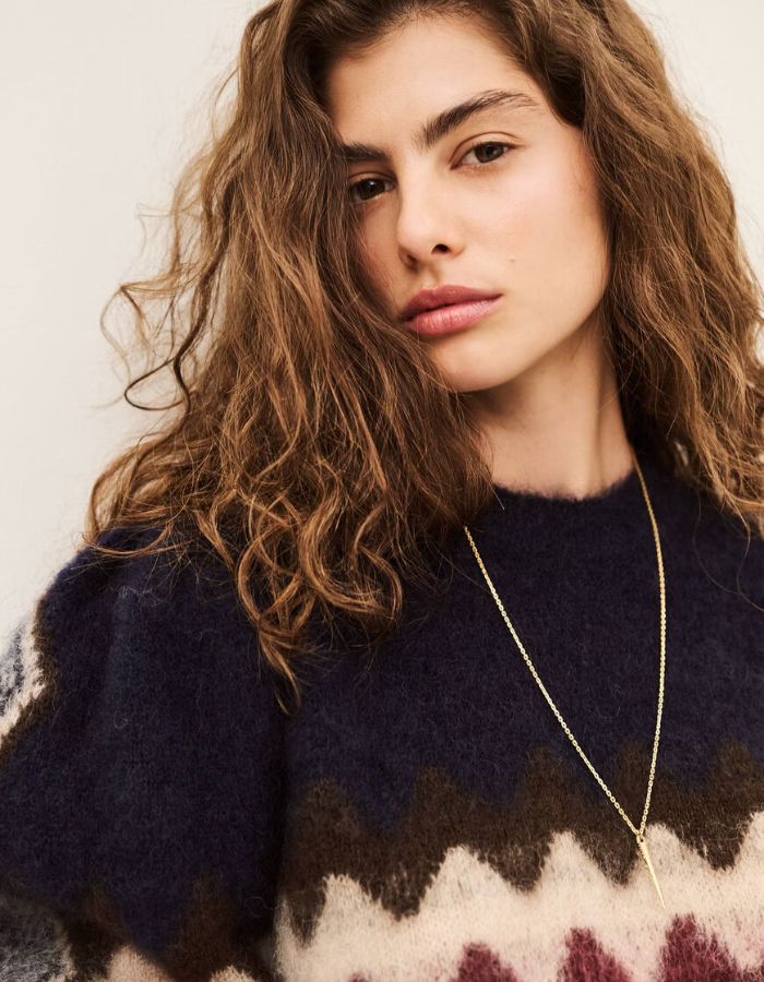 Col du Pull floyd marine multico en maille mohair fluffy multicolore bash