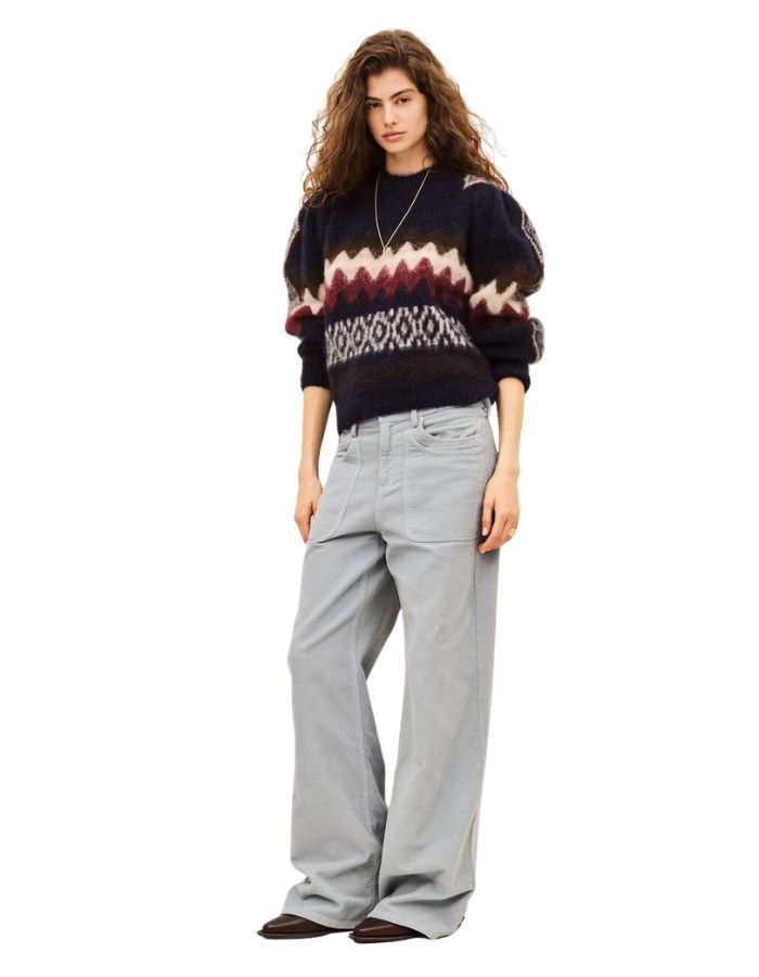 Silhouette avec le Pull floyd marine multico en maille mohair fluffy multicolore bash