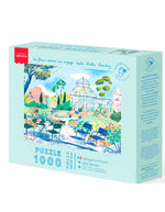 Puzzle 1000 pièces Les fleurs comme un voyage par Sophie Weidler Bauchez pour La Petite Épicerie. Illustration de jardin et serre végétale fabriquée en France, format 68,5x48 cm.