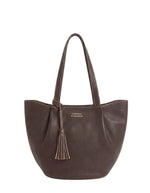 Grand sac cabas porte epaule coffee marron fonce alma loxwood cuir graine pompon fermeture zippee