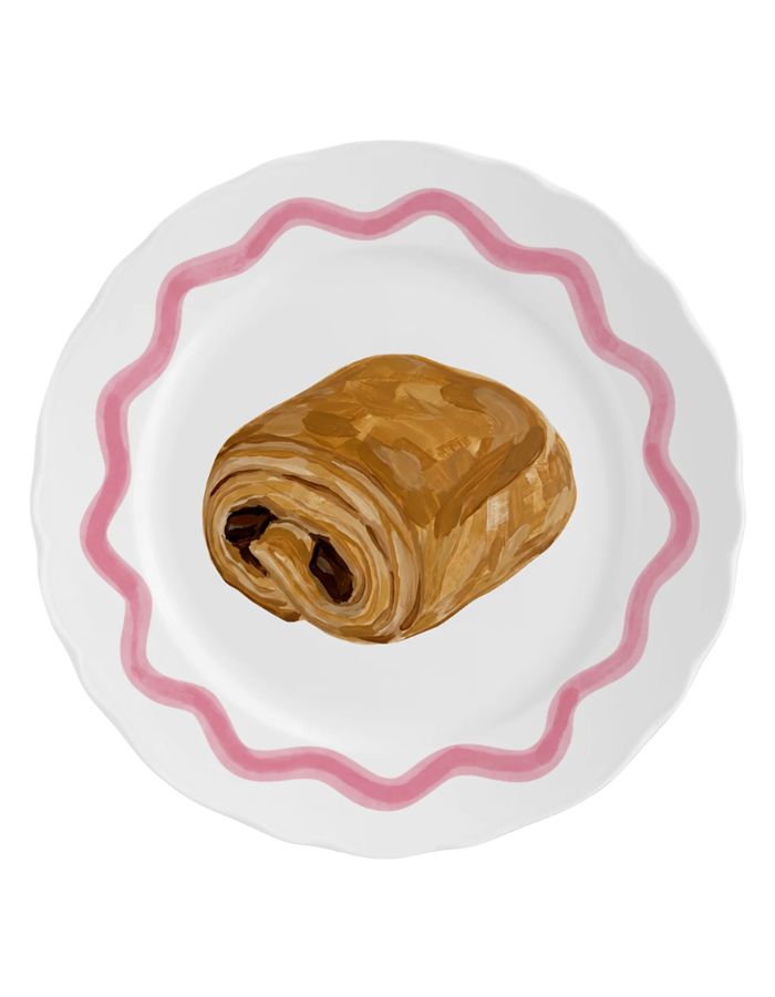 Set de table vinyle podevache pain au chocolat style bistrot parisien illustration retro