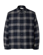 Surchemise en laine tweed carreaux bleu marine egret et noir pablo homme marque Selected