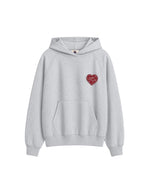 Sweat a capuche gris clair chine ice mail 100 coton molleton lourd sweet pants patch coeur rouge