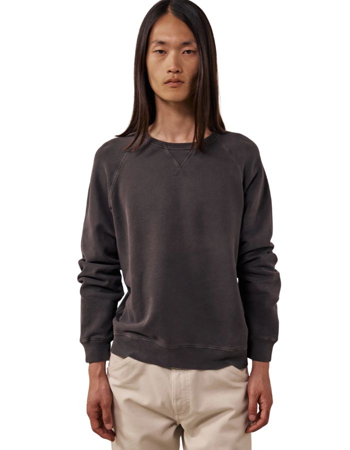 Sweatshirt homme col rond molleton chocolat light hartford interieur gratte