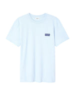Tshirt homme ykobow bleu ciel baby blue american vintage coton peau de peche logo poitrine